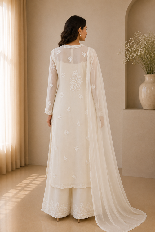 Ivory Chikankari Elegance