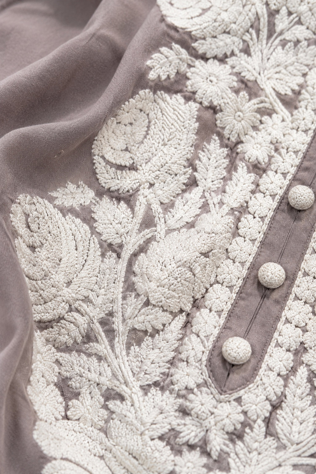 Grey Embroidered Rayon Kurta
