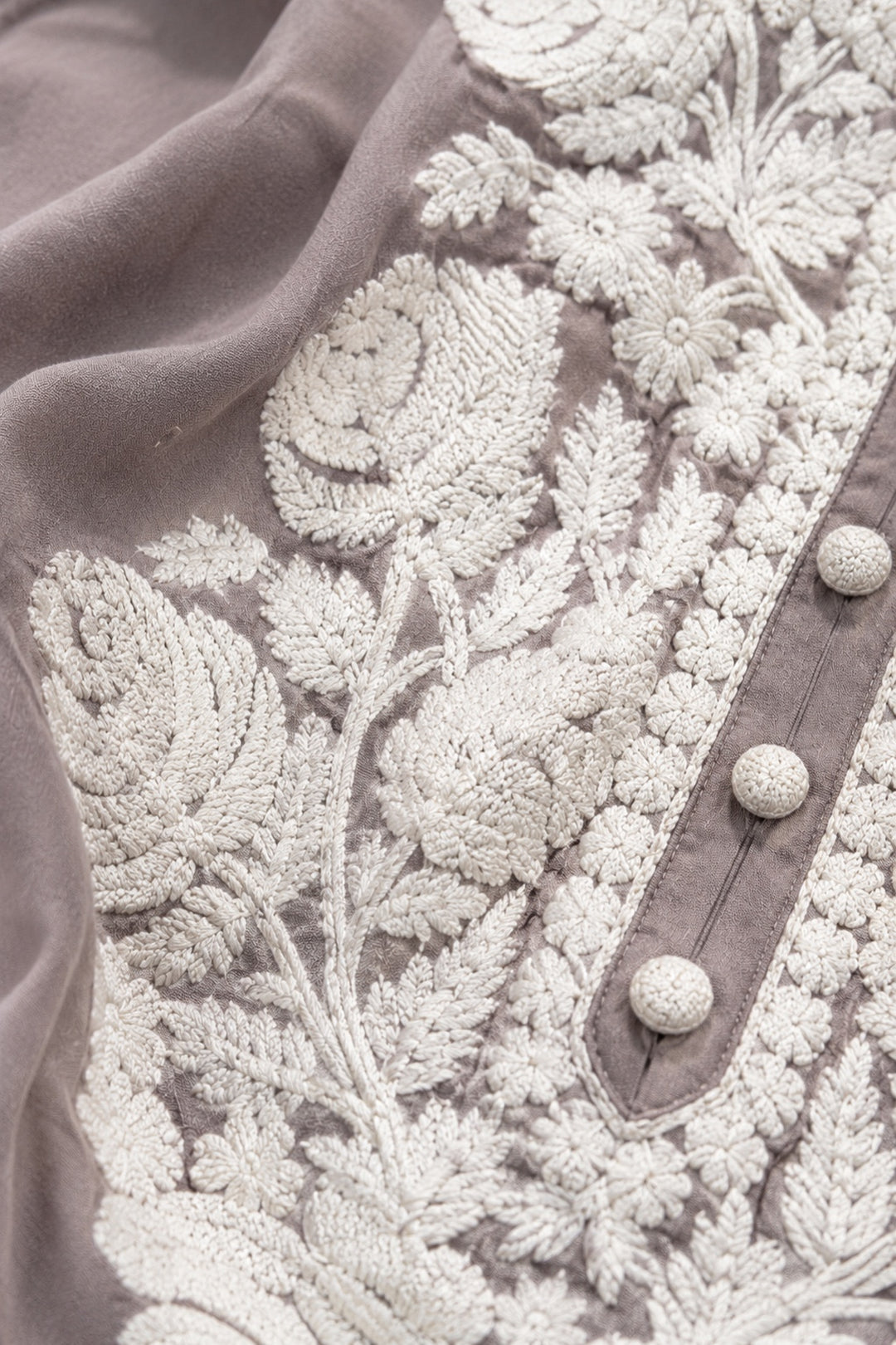 Grey Embroidered Rayon Kurta