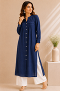 Navy Button Down Kurta