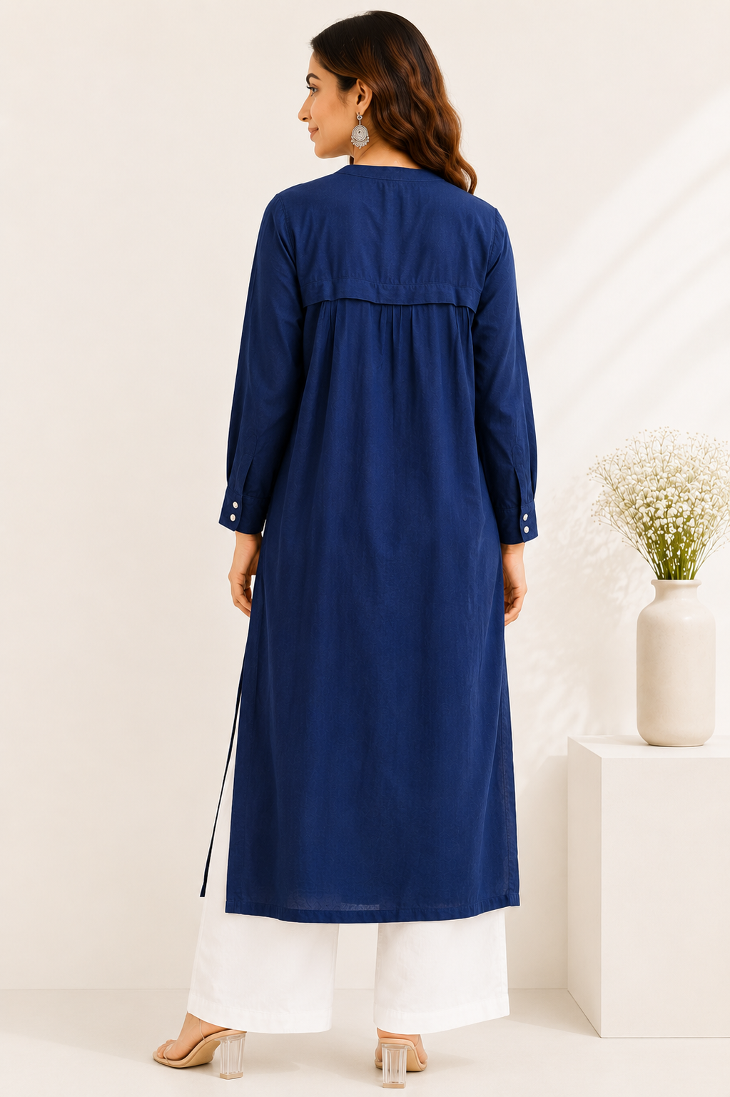Navy Button Down Kurta