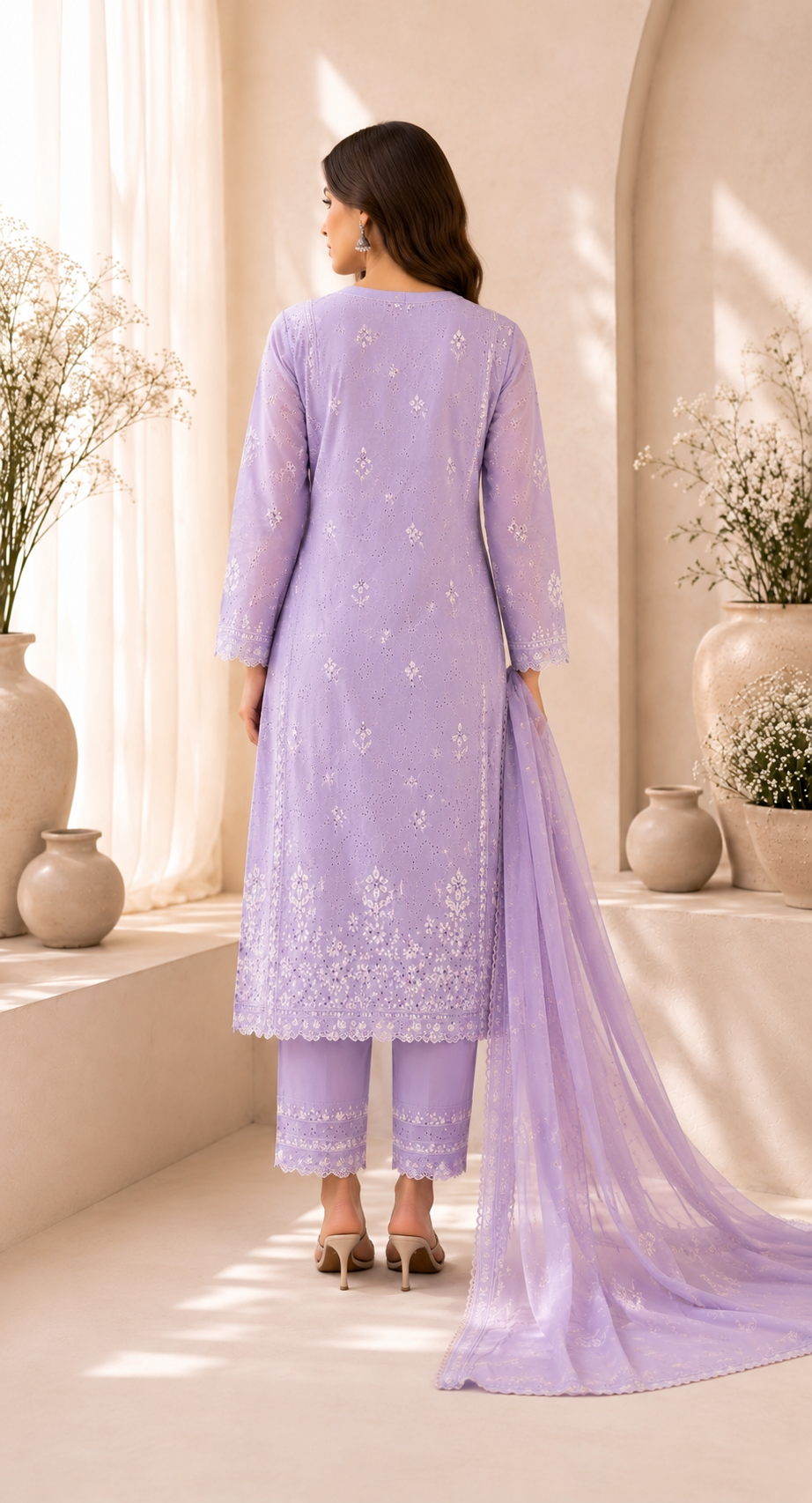 Lavender Embroidered Rayon Wedding Set