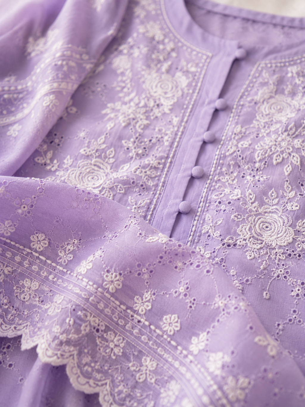Lavender Embroidered Rayon Wedding Set