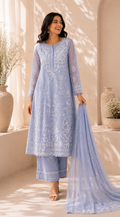 Periwinkle Embroidered Rayon Wedding Set