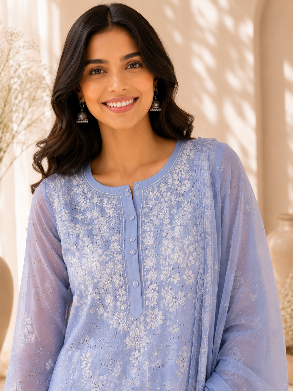 Periwinkle Embroidered Rayon Wedding Set