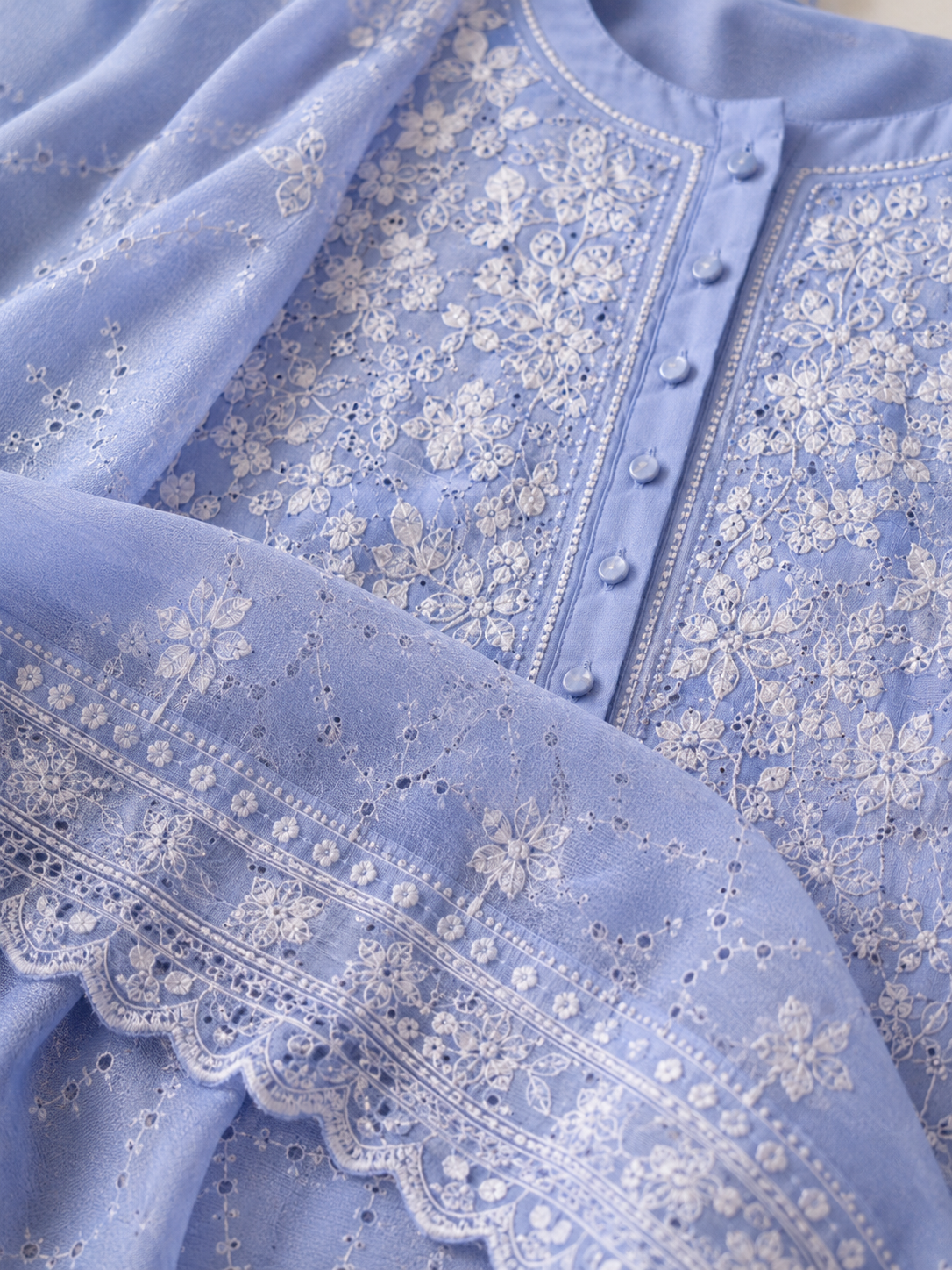 Periwinkle Embroidered Rayon Wedding Set