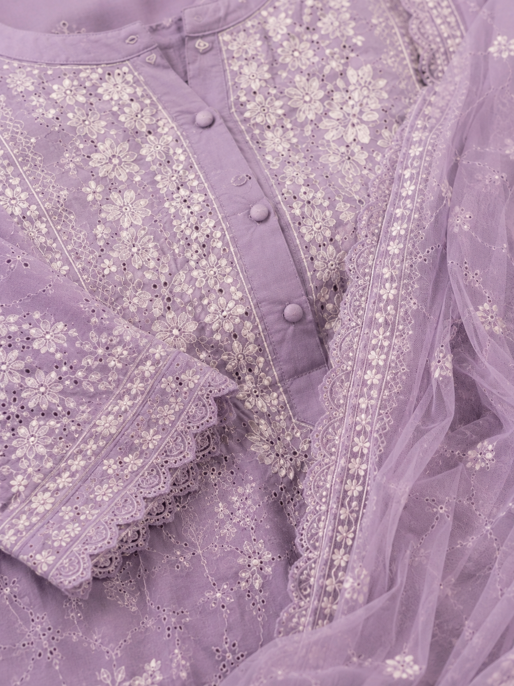 Mauve Embroidered Rayon Wedding Set