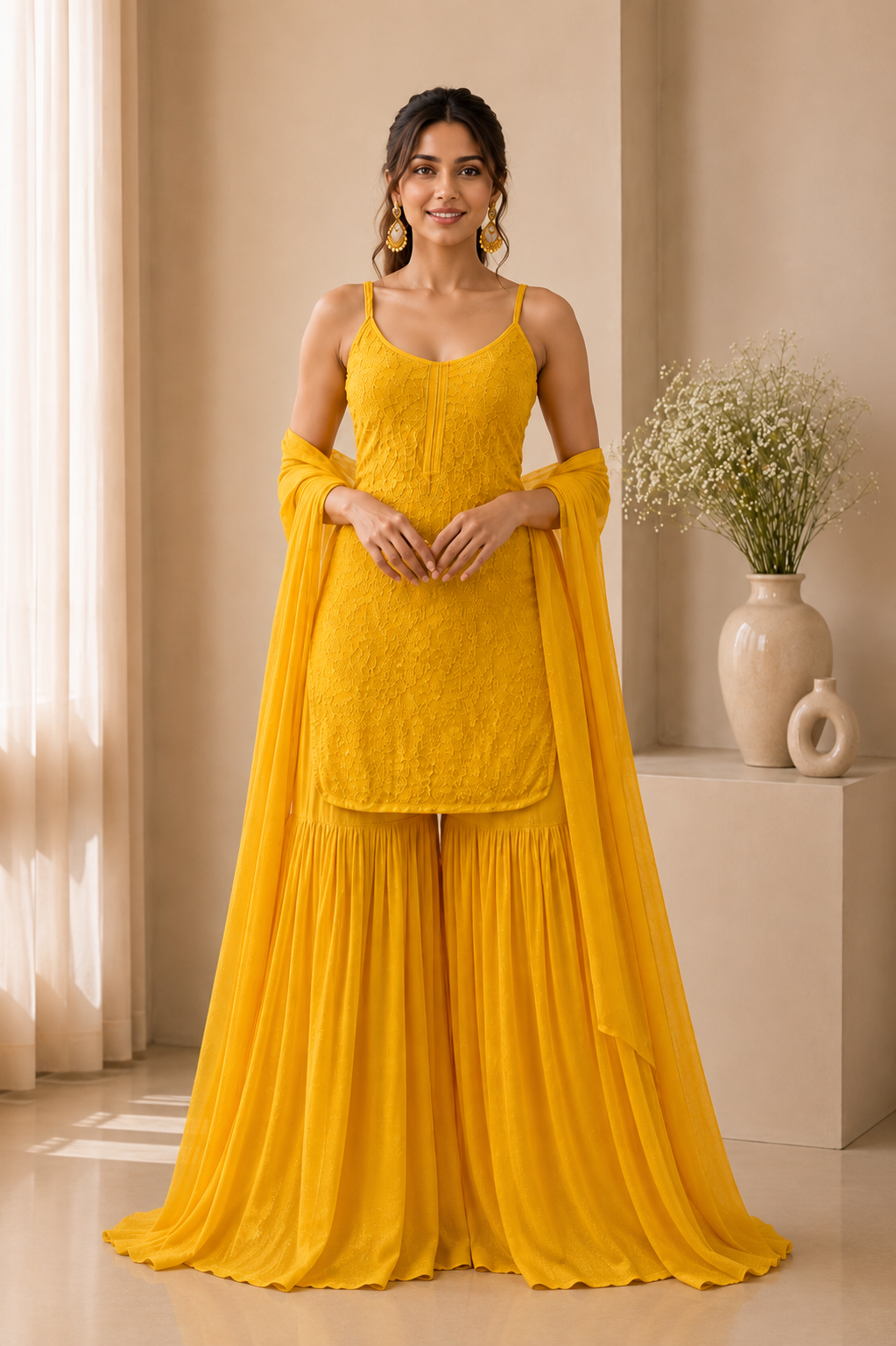 Yellow Chikankari Co-ord set