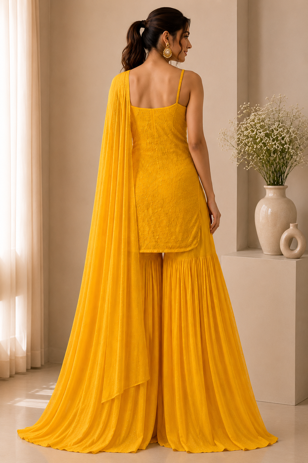 Yellow Chikankari Co-ord set