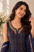 Indian Navy Wedding Set with Printed Design