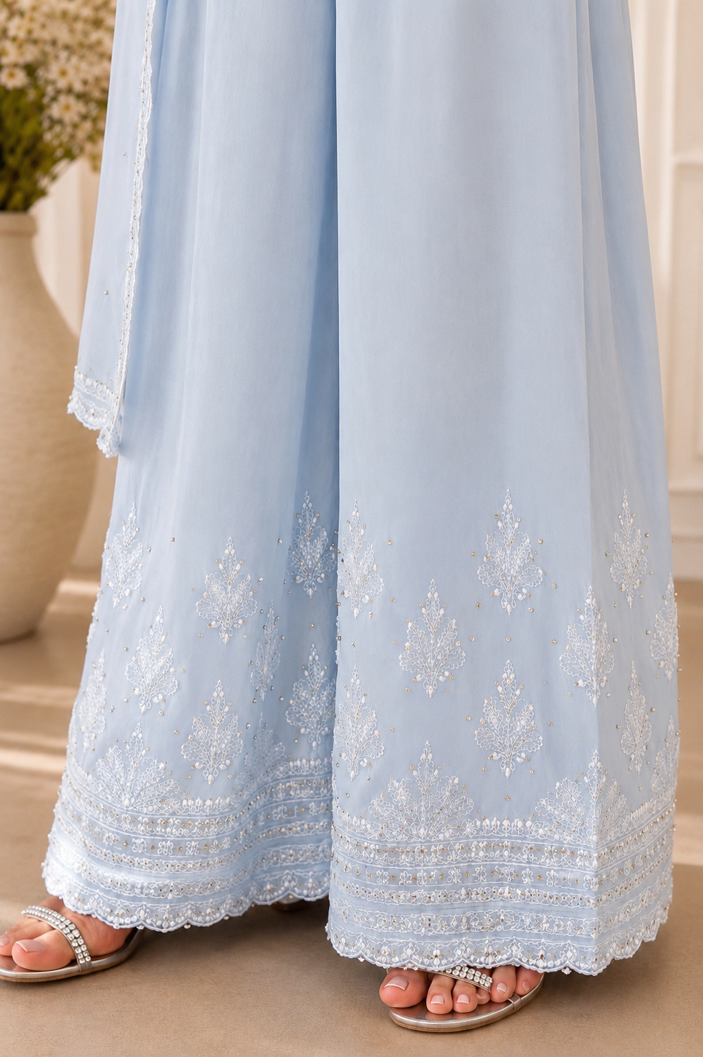 Four Piece Chikankari Wedding Outfit