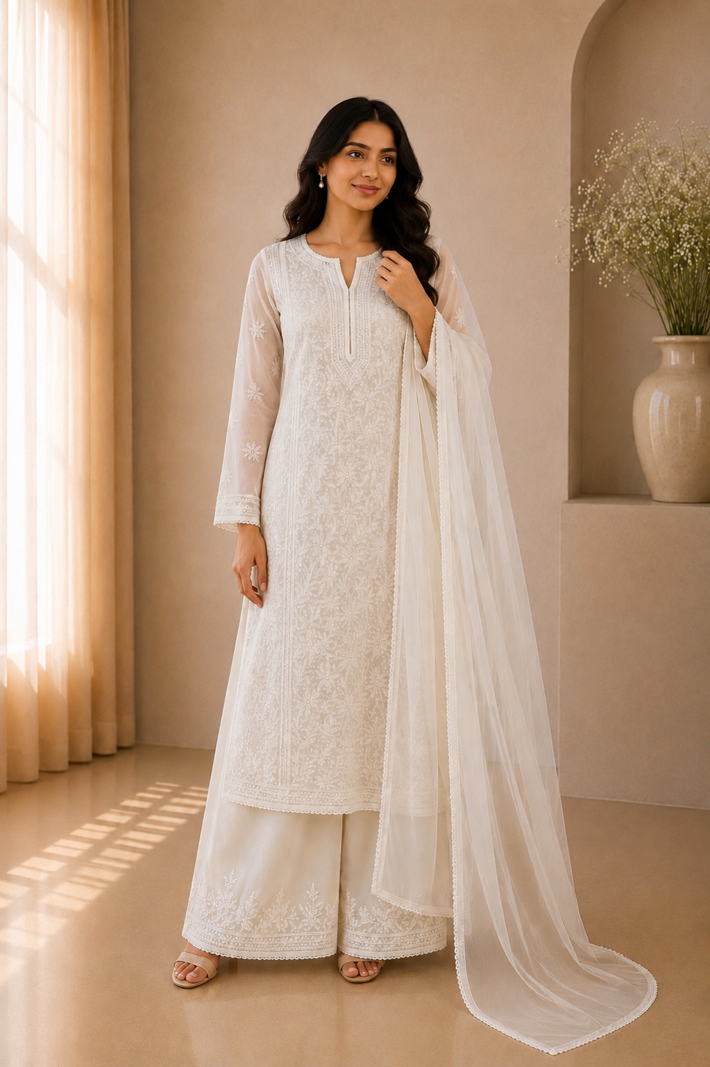 Ivory Four Piece Bridal Kurta Set