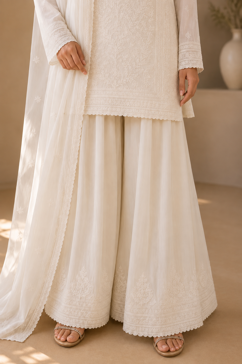 Ivory Four Piece Bridal Kurta Set