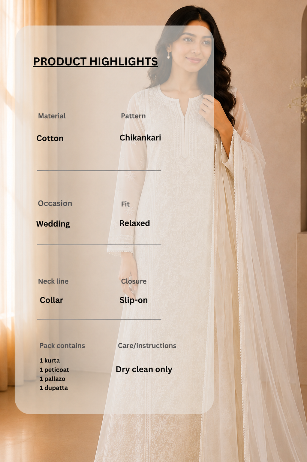 Ivory Four Piece Bridal Kurta Set