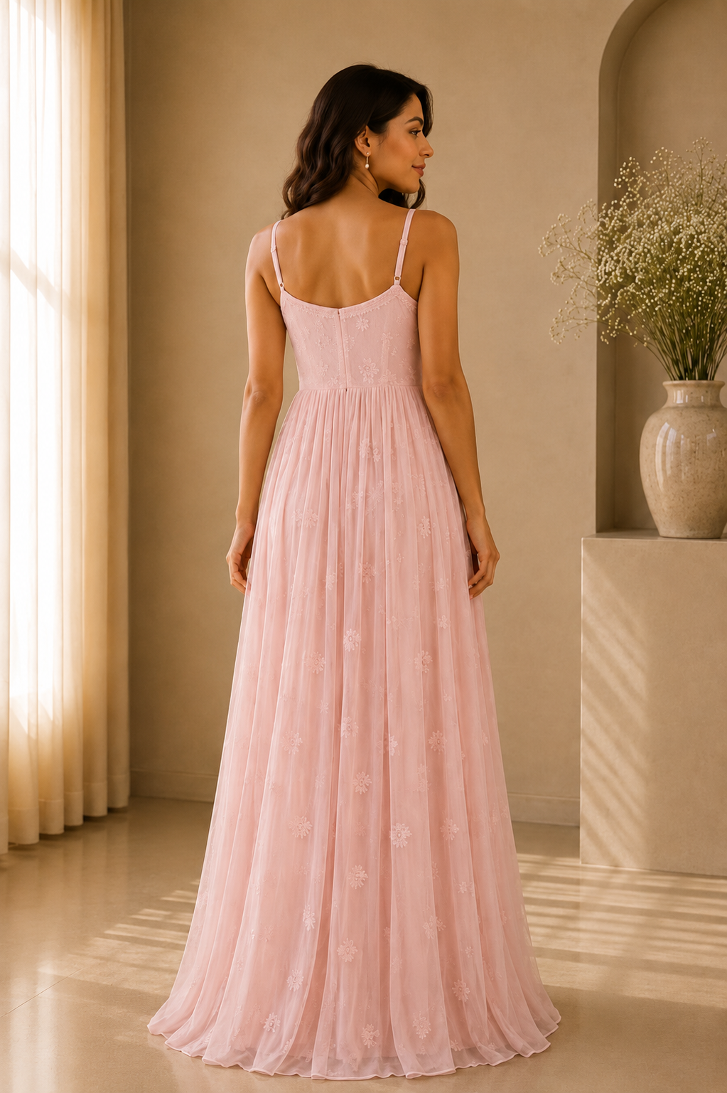 Rose Spaghetti Strap Embroidered Kurta