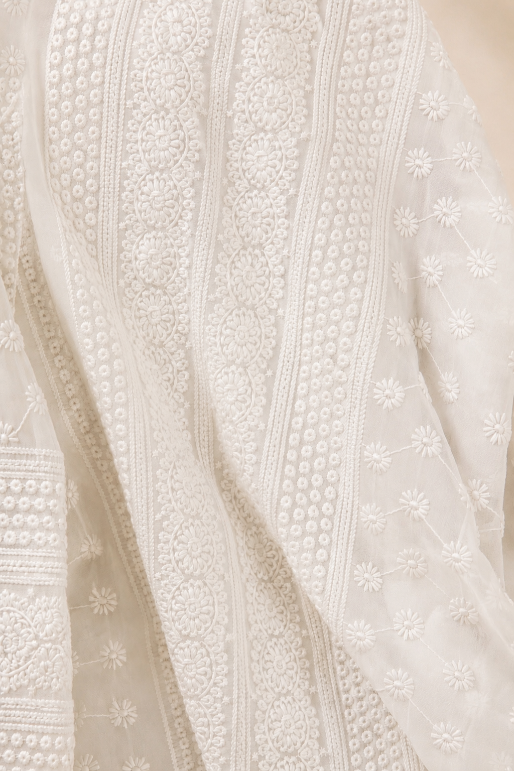 Ivory Embroidered Crepe Kurta