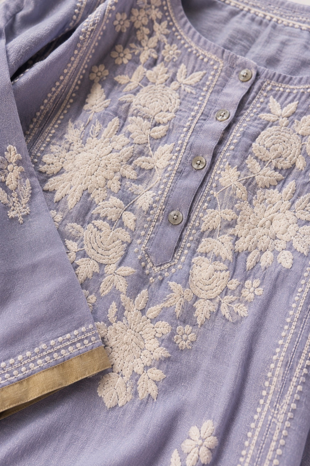 Lilac Georgette Embroidered Kurta