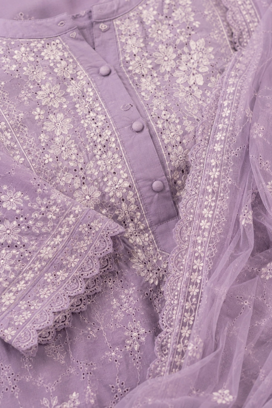 Mauve Embroidered Rayon Wedding Set