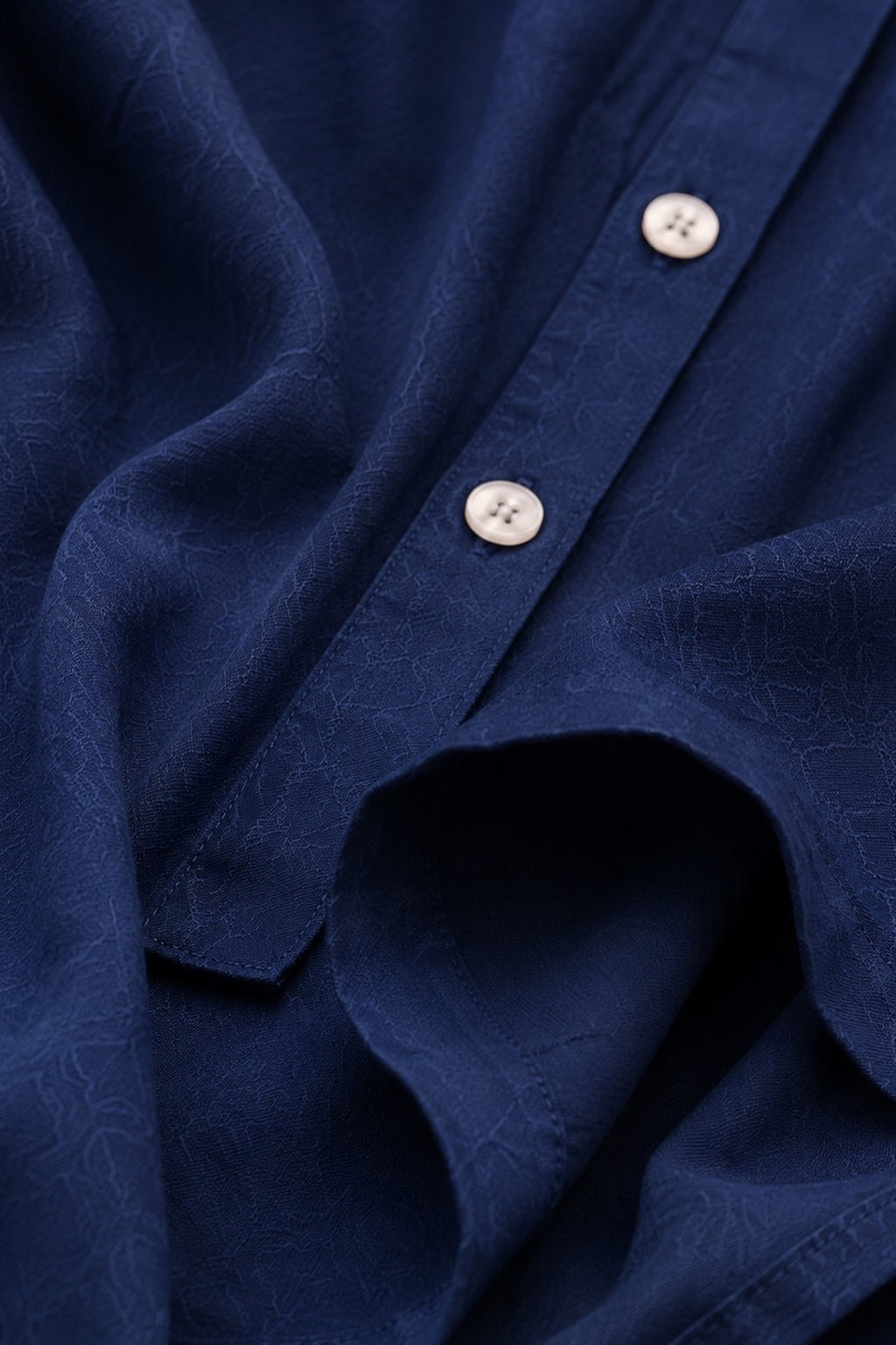Navy Rayon Button Down Kurta