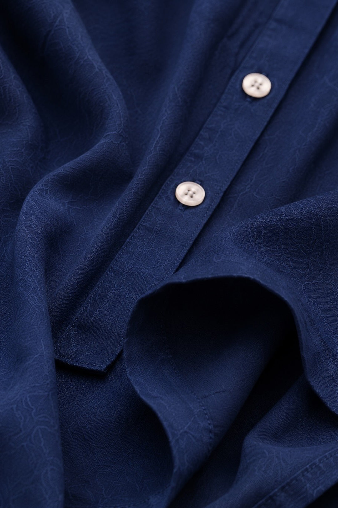Navy Rayon Button Down Kurta