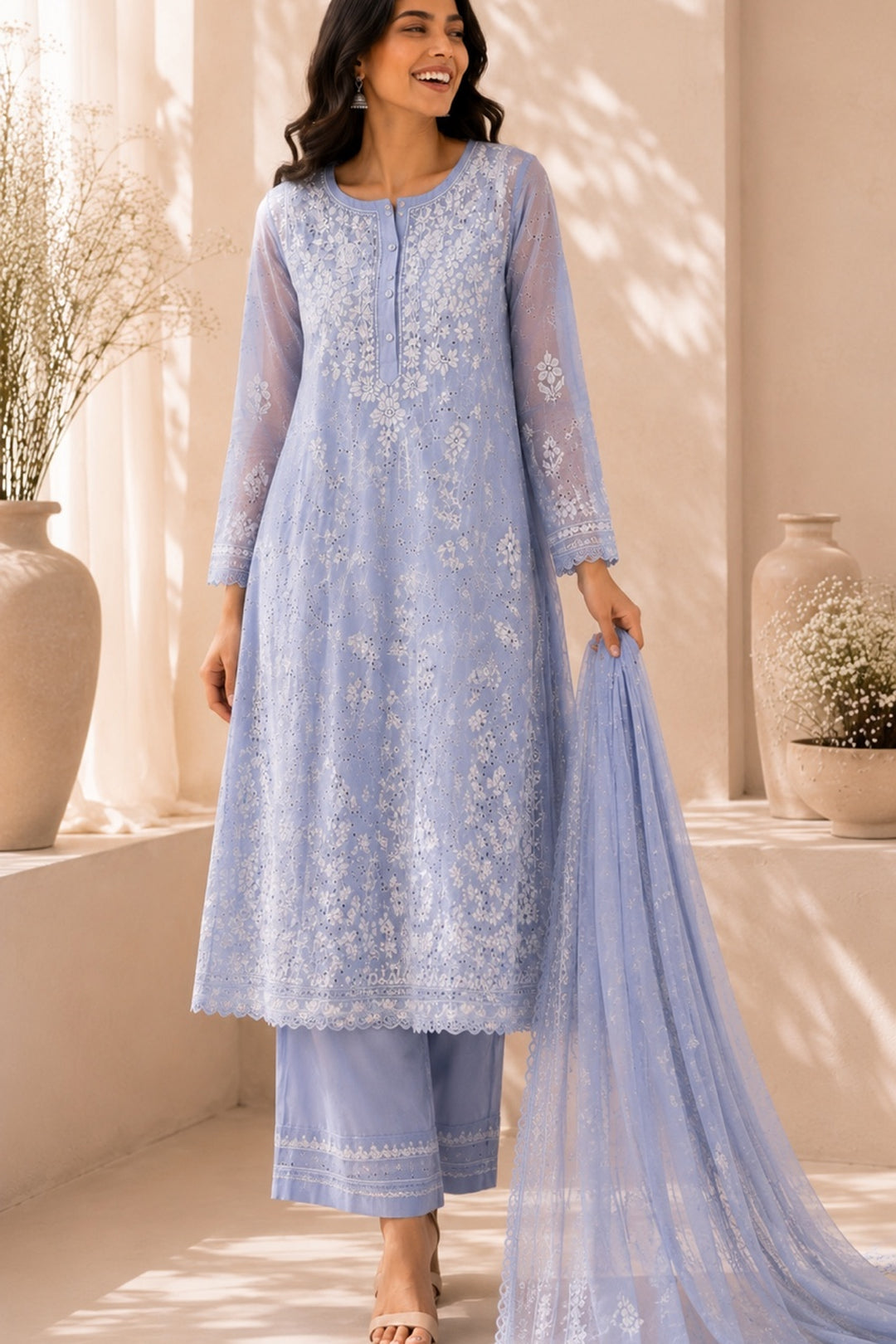 Periwinkle Embroidery Rayon set