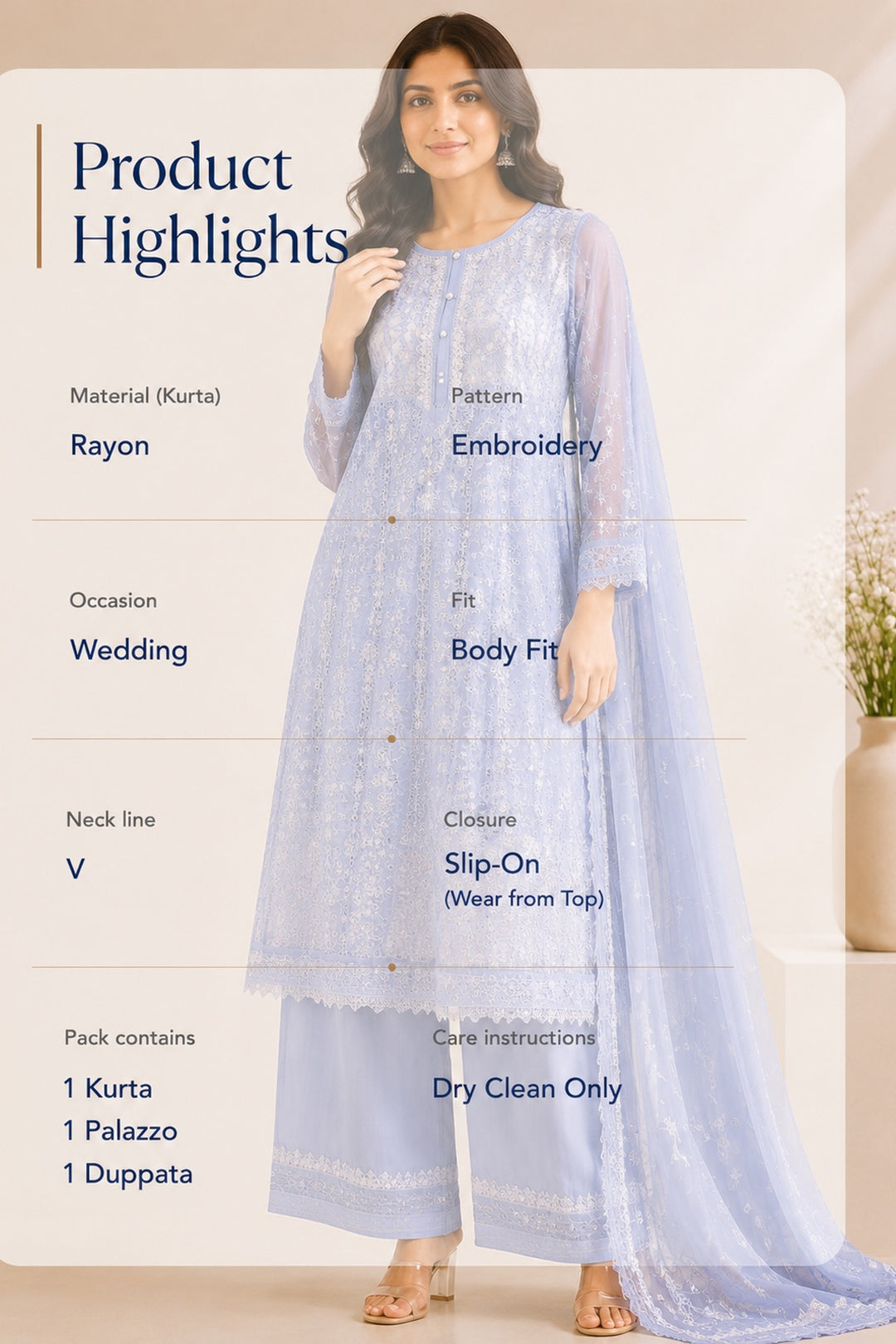 Periwinkle Embroidery Rayon set