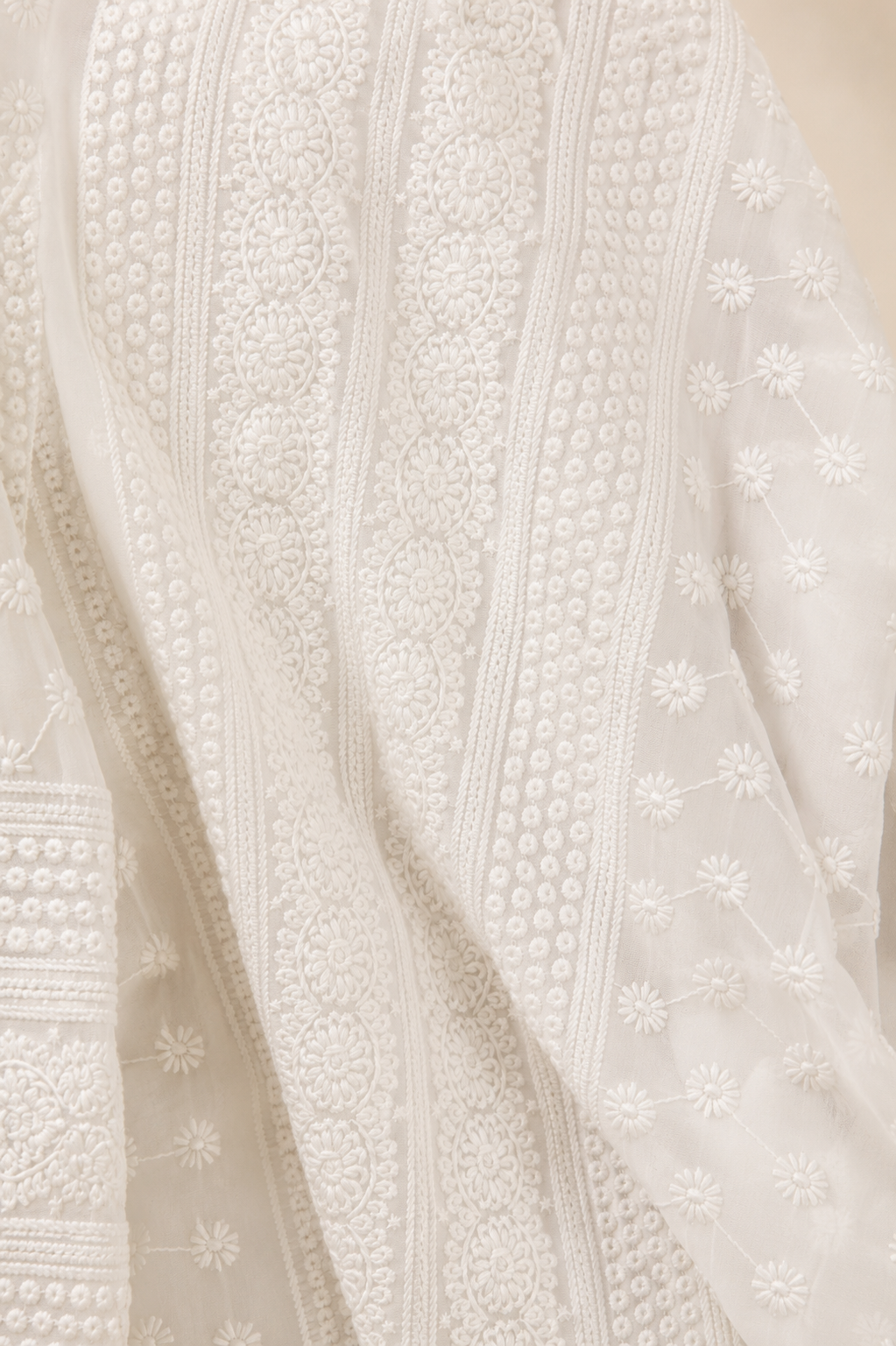 Ivory Embroidered Crepe Kurta