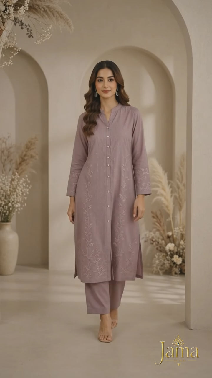 Mauve Rayon Kurta Palazzo Set