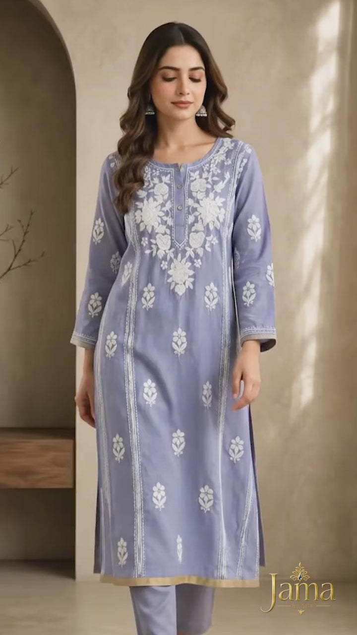 Periwinkle Embroidered Kurta